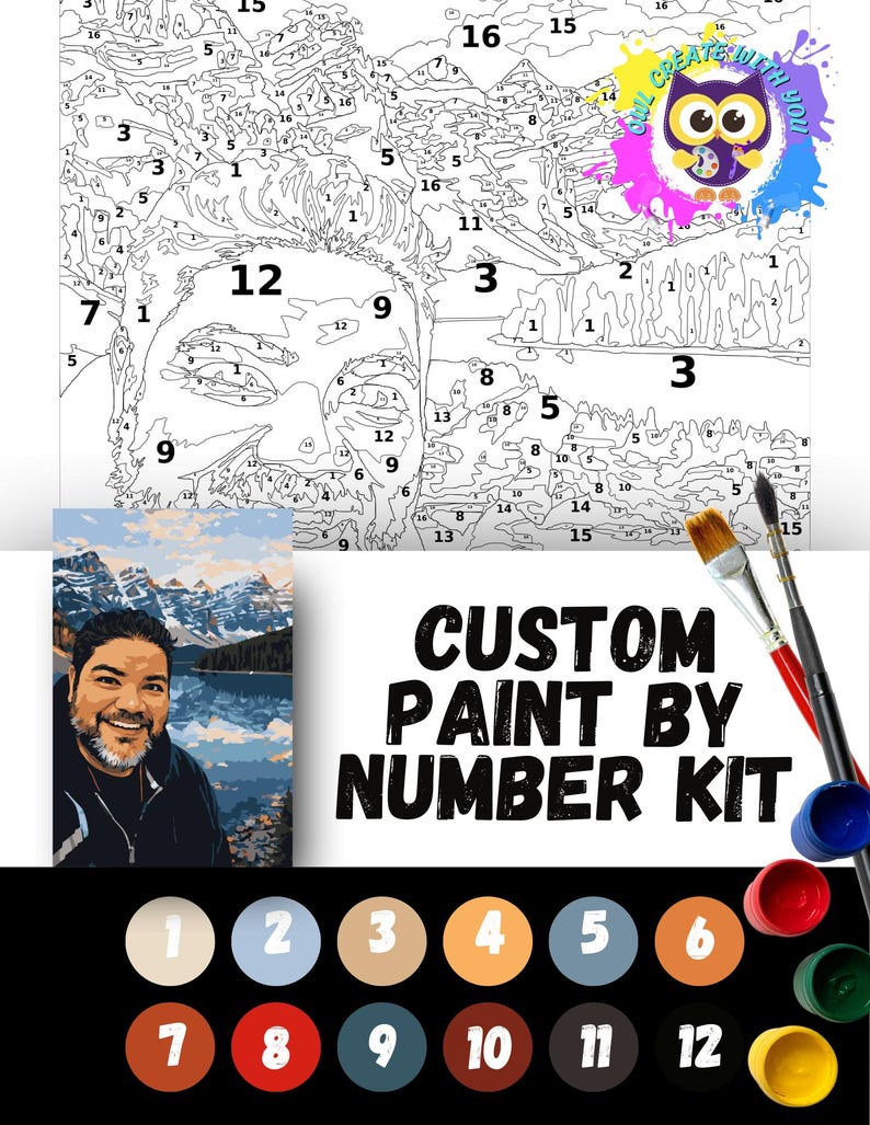 NEW Custom Selfie Paint by Number Art Kit - Paint Your Own - Canvas ...
