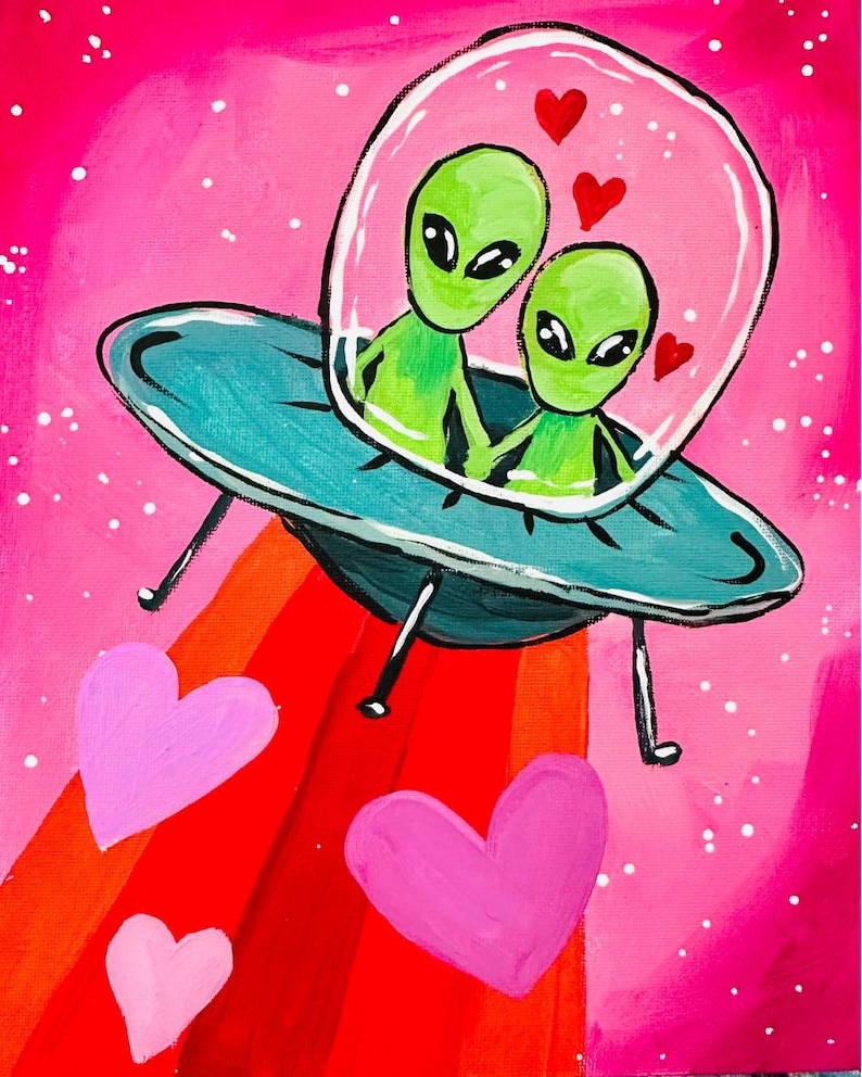 NEW - Aliens in Love Painting Kit - Paint Your Own - Hand-drawn ...