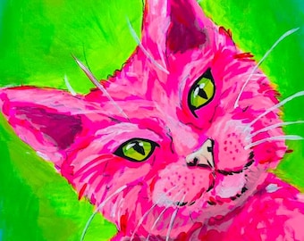 Pink Majestic Kitty Painting Kit - Paint Your Own - Canvas Painting - Paint & Sip - Paint Party - Paint Kit - DIY Paint Kit