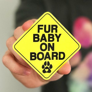 Fur Baby On Board Bumper Sticker for Cars & Windows - Durable, Weatherproof Vinyl Decal - Dog on Board Sticker - Cute Gift for Dog Lovers