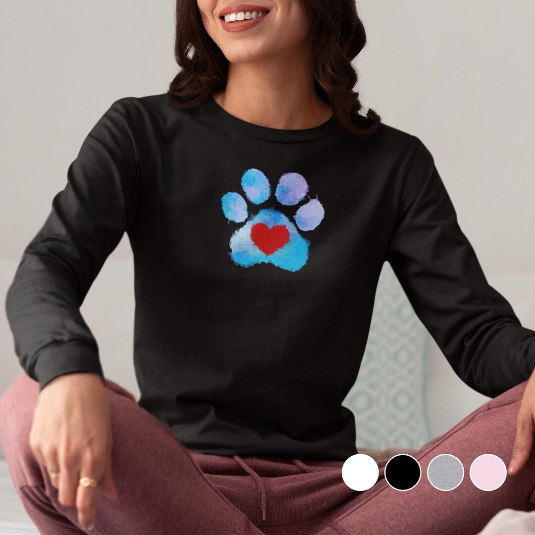 Printed Paws And Hearts Long Sleeve Tunic