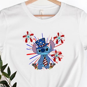 Camisa de puntada, camisa de Disney del 4 de julio, camisa de vacaciones de Disney del 4 de julio, camisa de puntada del 4 de julio, camisa patriótica de Disney, 4 de julio