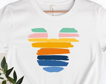 Retro Sunset Mickey Mouse T-Shirt: Family Vacation Tee