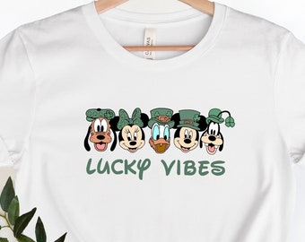 Mickey & friends Lucky Vibes Shirt, Disney St. Patrick's Day Tshirt, St Patricks Day Disney Trip Shirt, Lucky Vibes Shirt,