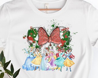 Disney Princess Castle Christmas Shirt, Disney Christmas Shirt, Disney Watercolor Princess Christmas Castle Shirt, Disney Christmas Shirt.