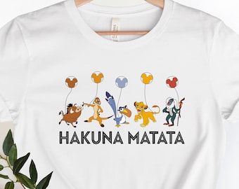 Koszula Hakuna Matata, koszula królestwa zwierząt, królestwo zwierząt Hakuna Matata, retro Hakuna Matata, królestwo zwierząt Disneya, koszula rodzinna na wakacje.