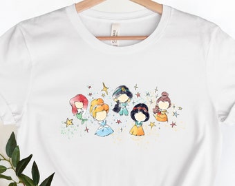 Disney Princess Shirt, Disney Watercolor Shirt, Disney Girl Trip, Princess Shirt, Princess Tee, Disney Family Trip, Princess Castle.