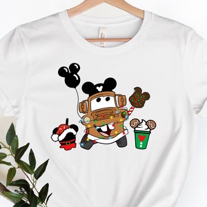 Camisetas navideñas de Disney Cars para niños, camiseta de Tow Mater y McQueen, camiseta de Disney Cars