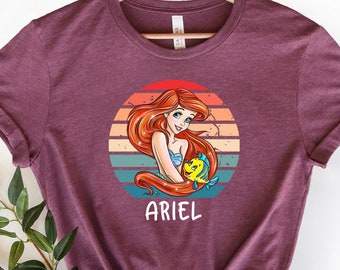 Disney Ariel Princess Shirt, Disney Princesses Fan Shirt, Disney Girls Trip Shirts, Disney Custom Name Girls Shirt, Under The Sea Shirt.