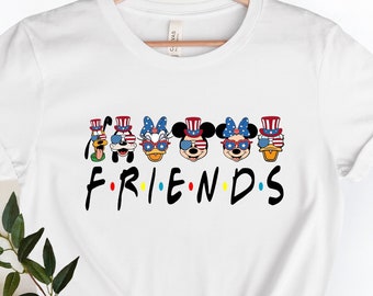Camicia americana Disney Topolino e amici, Disney Topolino Minnie Pippo Pluto Donald Daisy Tee, Disney 4th Of July Camicia, Disney Patriotic Tee