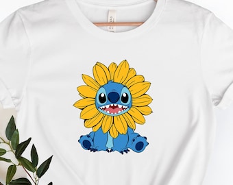 Disney Stitch Sunflower Shirt, Disney Stitch Shirt, Family Vacation Shirt, Sunflower, Disney Trip Shirt, Cute Stitch Shirt.