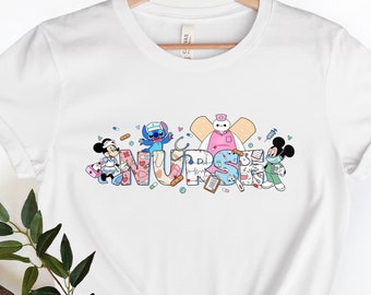 Disney Nurse Characters Shirt, Mickey Nurse T-shirt, Minne Nurse T-shirt, Nursing School Student Gift, Nurse's Day 2024 Tee
