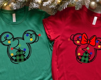 Mickey & Minnie Head Shirt, Cute Christmas Disney Couple Shirt, Cute Couple Shirt, Christmas Gift, Minnie and Mickey, Husband and Wife Shirt
