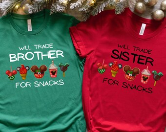Disney Will Trade Brother For Snacks Shirt, Mickey Ears Will Trade Sister For Snacks, Disney Snacking Happy Brothers and Sisters Day 2023.