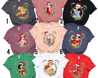 Disney Christmas Princess Collection Shirt, Holiday Spirit Belle Disney Princess Shirt, Disney Christmas Princess Shirt