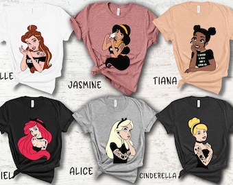 Disney Rocker Princess Shirt, Disney Punk Princess Shirt, Tattoo Disney Princess Shirt, Villains Princess Disney Shirt,Disney Vacation Shirt