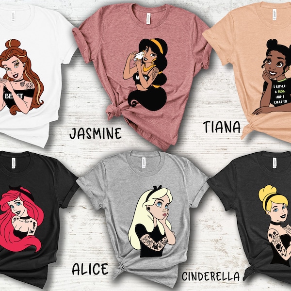 Disney Rocker Princess Shirt, Disney Punk Princess Shirt, Tattoo Disney Princess Shirt, Villains Princess Disney Shirt,Disney Vacation Shirt