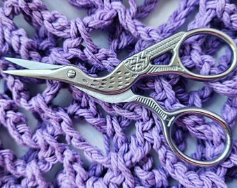 ANTIQUE CRANE SCISSORS / Crane Stork Small Yarn Scissors / Sewing Notions / Embroidery Scissors / Crochet Knitting Accessories