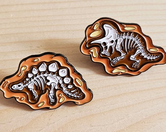 DINO SKELETONS - Pins / Brooches / Dinosaurs Pins / Gifts