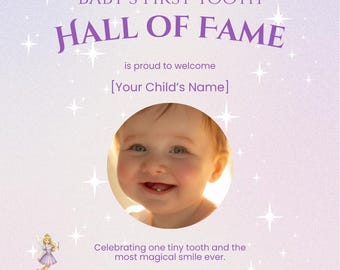 Baby’s First Tooth Editable Instagram Template, First Tooth Digital Keepsake, Baby’s Hall of Fame, Canva