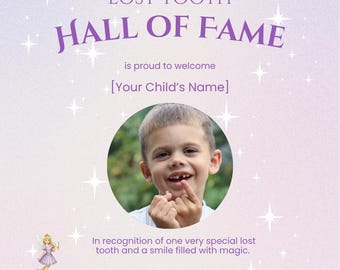 Lost Tooth Editable Instagram Template, Tooth Fairy Digital Keepsake, Lost Tooth Hall of Fame, Canva