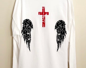 Angel Wings with Cross Long Sleeve Shirt
