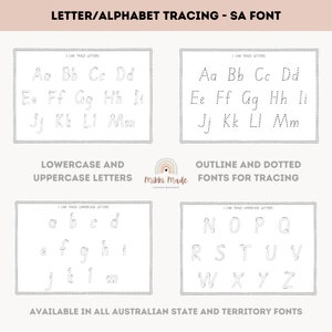 Rastreamento de letras | Fonte do estado da Austrália do Sul | Rastreamento do alfabeto | Planilhas para impressão | Formação de Letras | Download instantâneo