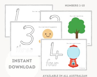 Zahlenbildungsmatten | Queensland State Schriftart | Nummernverfolgungsmatten | Zahlen-Knetmatten | Zählen | Nummernverfolgung
