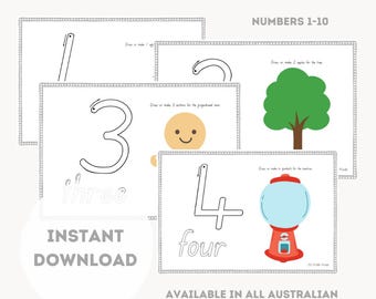 Number Formation Mats | QLD State Font | Number Tracing Mats | Number Playdough Mats | Counting | Number Tracing