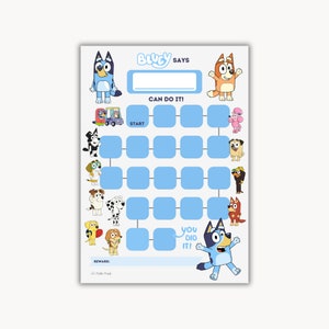 Druckbare Belohnungstabelle von Bluey and Friends | Bluey Sticker Chart | Belohnungstabelle für Kinder | Kinder-Sticker-Diagramm | SOFORTIGER DOWNLOAD