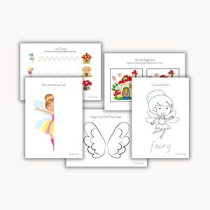 Fairy - Printable Worksheets | Pre-writing | Tracing | Fine motor practice | Colouring | INSTANT DOWNLOAD