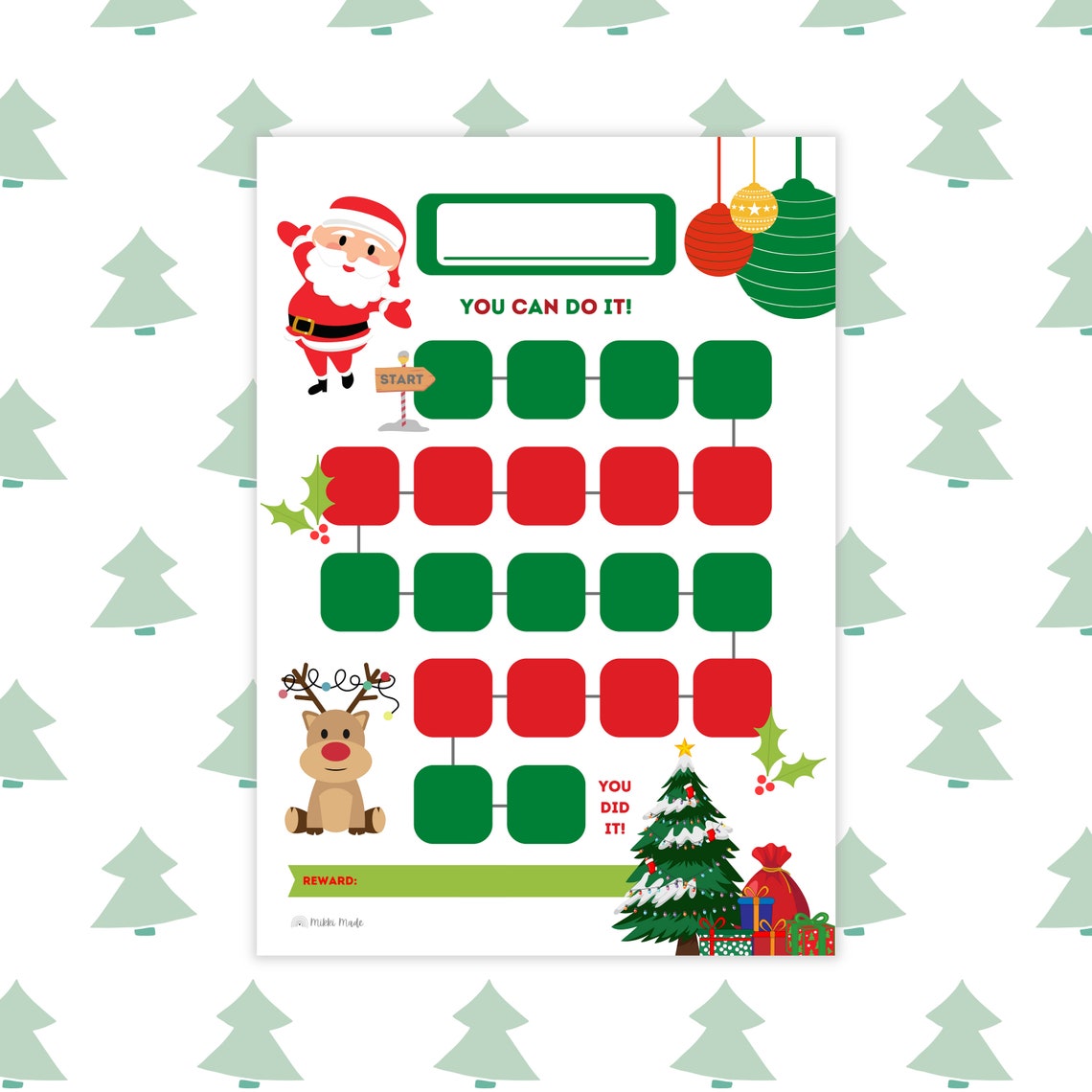 Printable Christmas Reward Chart | Christmas Sticker Chart | Kids ...