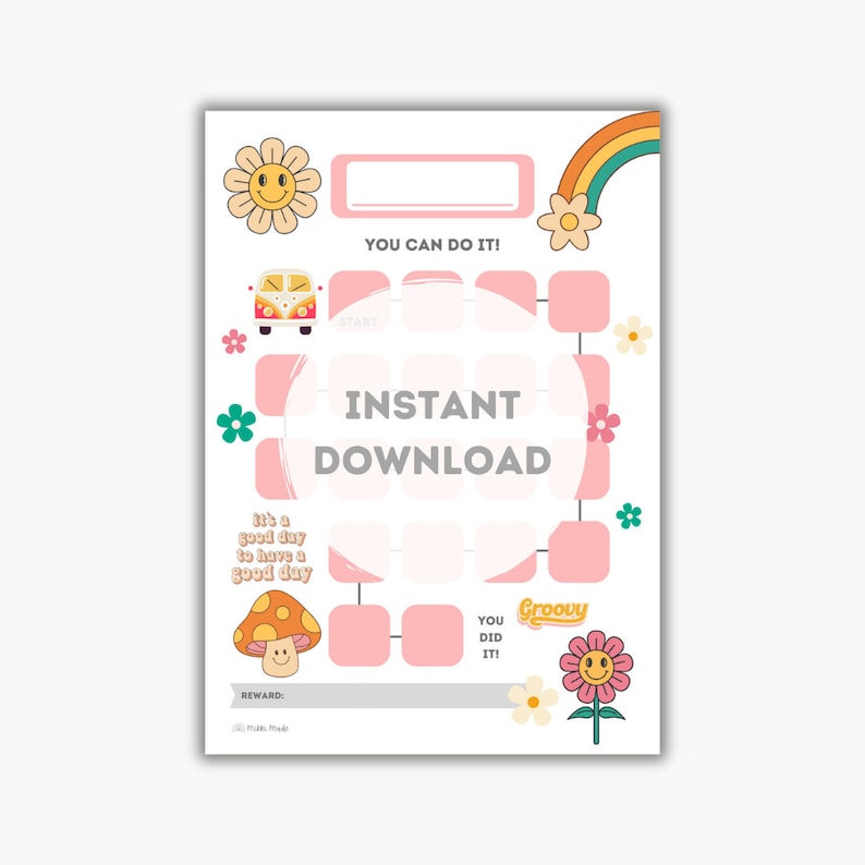 Printable Groovy Reward Chart | Groovy Sticker Chart | Kids Reward ...