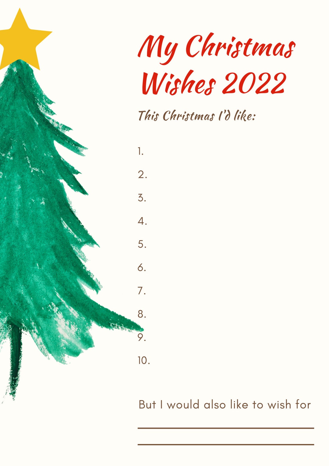Christmas List Printable Etsy Christmas list printable etsy