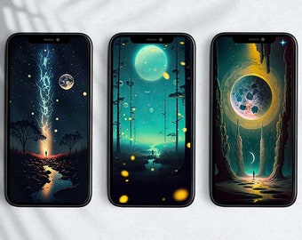 3 Pack Moon Phone Wallpapers | Android Wallpaper | iPhone Wallpaper | Digital Download | Full Moon