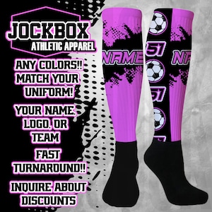 Custom Soccer Socks Knee High Baseball Soccer Softball Basketball Football Lacrosse Volleyball Athletic Fundraising Birthday Sports Team