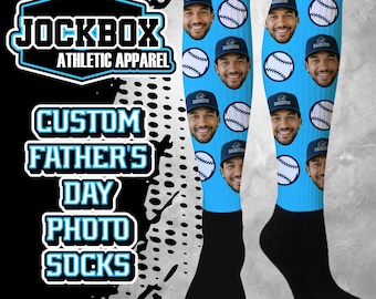 Custom Knee High Socks Face Photo Team Gifts Baseball Soccer Softball Basketball Football  Father's Day Dad Mother's Day Mom Best Ever #1