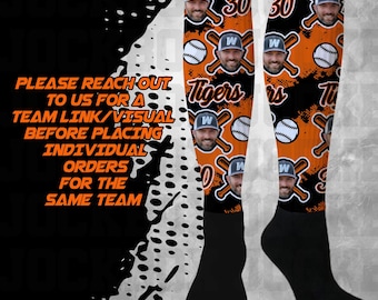 Custom Knee High Socks Face Photo Team Gifts Baseball Soccer Softball Basketball Football  Father's Day Dad Mother's Day Mom Best Ever #1
