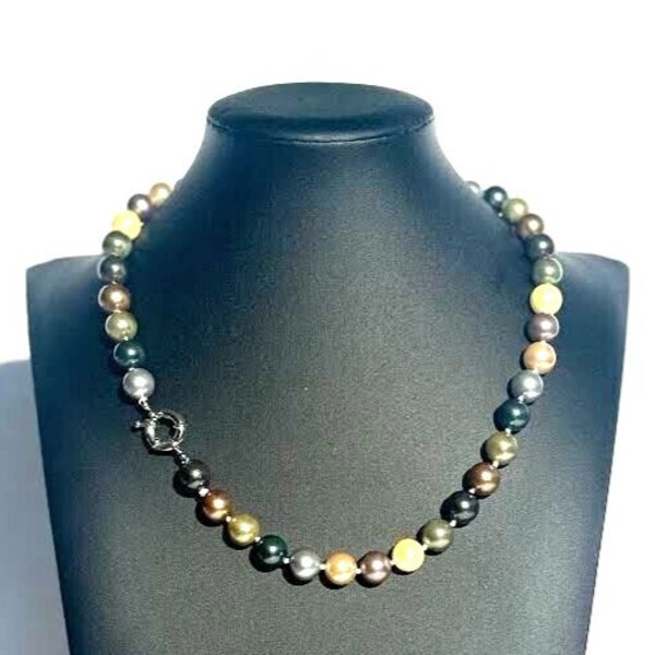 Fresh Water Mother's Pearl Multicolor Round South Sea Shell Pearl Necklace 18"