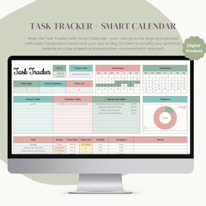 Google Sheets Task Manager | Task Tracker | Smart Calendar | Task Tracker Spreadsheet | Simple Task Management Tool | Digital Planner