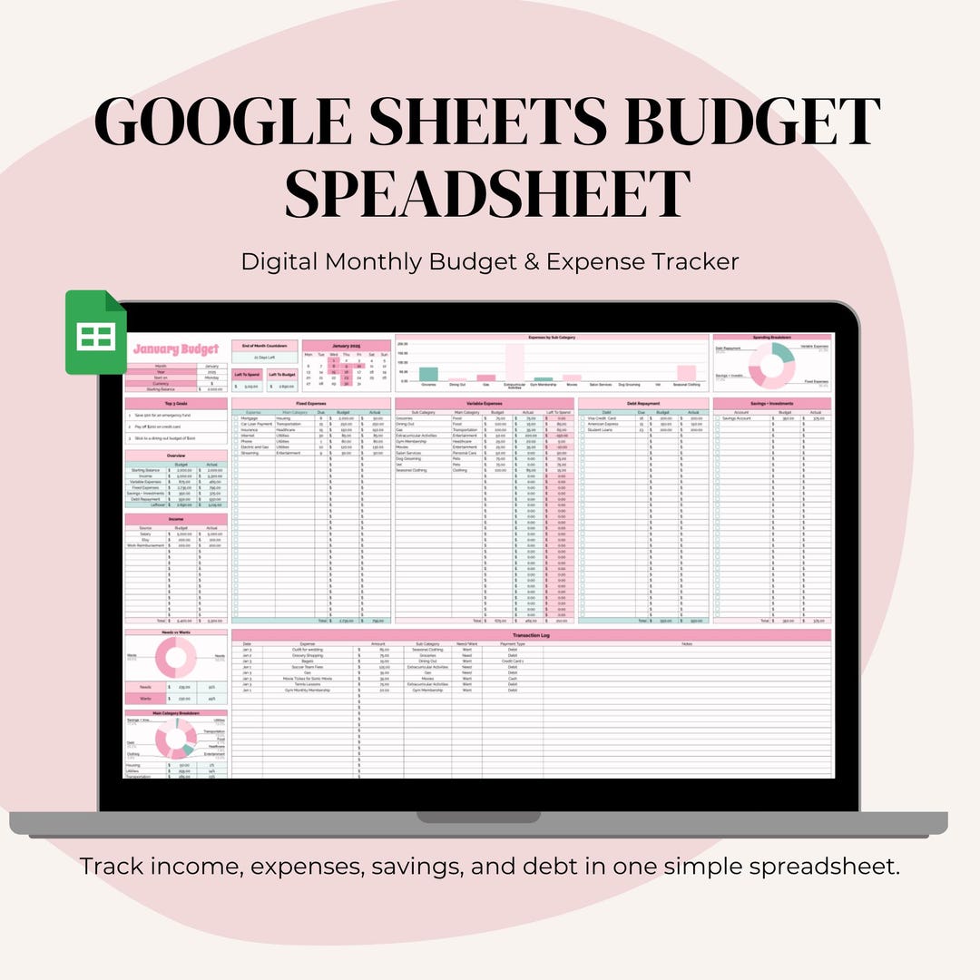 Simple Budget Planner: Google Sheets Expense Tracker (digital Download ...