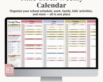 Time Blocking Spreadsheet Google Sheets | Weekly Time Block Planner with Habit Tracker