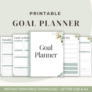 Goal Planner Printable, SMART Goal Setting Worksheet, Productivity Planner PDF,  Life and Career Goal Tracker, Habit Tracker, Goal Journal