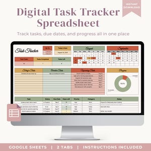 Google Sheets Task Manager: Smart Calendar, Digital Productivity Tool (Digital Download