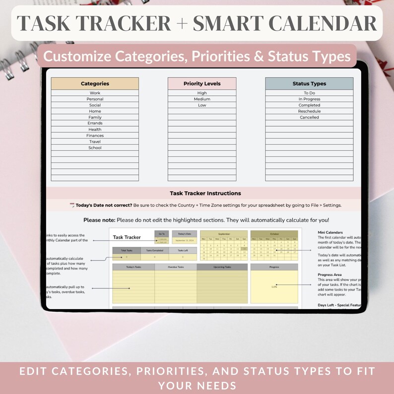 Google Sheets Task Manager and Smart Calendar - Etsy