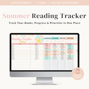 Summer Reading Tracker Google Sheets – Digital Book Log, To Be Read List, Auto-Tracking Reading Journal & Progress Spreadsheet