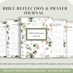 Printable Prayer Journal, Bible Study Reflection Notebook, Christian Devotional Download, Scripture Notes, Faith Journal Gift