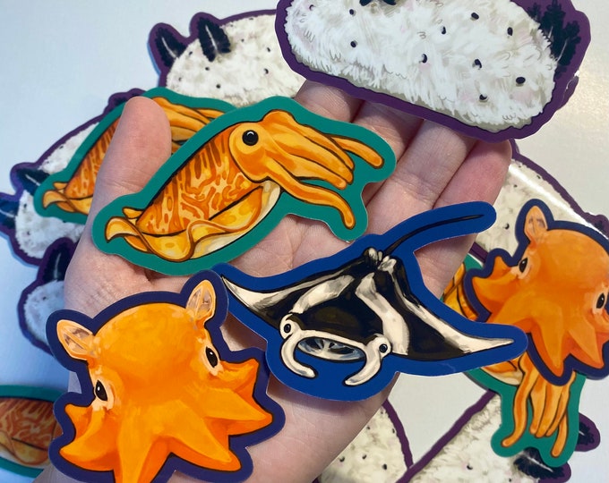 Sea Creature Stickers / Vinyl Sticker / Laptop Sticker / Ocean Life ...