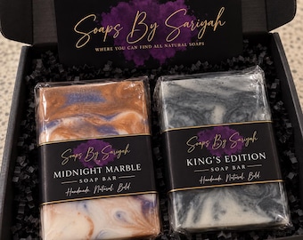 Handmade Marbled Soap Duo, Midnight Marble & King’s Edition Gift Set