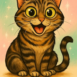 Custom Pet Caricature Portrait - - Funny Cartoon Style Cat or Dog - Personalized Digital Art from Your Photo - Gift for Cat or Dog Lovers